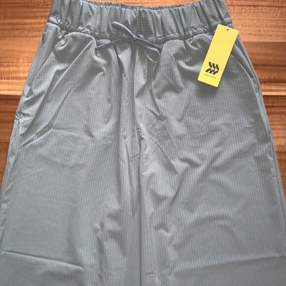 All In Motion Womens Green Ribbed Wide Leg Lounge Pants Stretch Pockets Medium - Picture 9 of 9